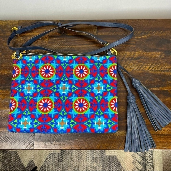 orYANY Grace Embroidered Blue Mosaic Crossbody. Bohemian - Picture 1 of 7